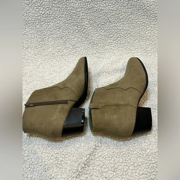 Old Navy Olive Faux-Suede Ankle Boots - Picture 6 of 15